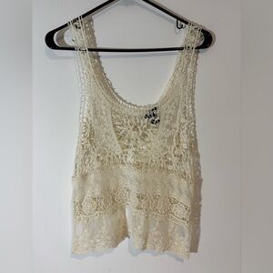 Rue 21 Size Medium Cropped Crotched Lace Tank Top See Through Casual Summer